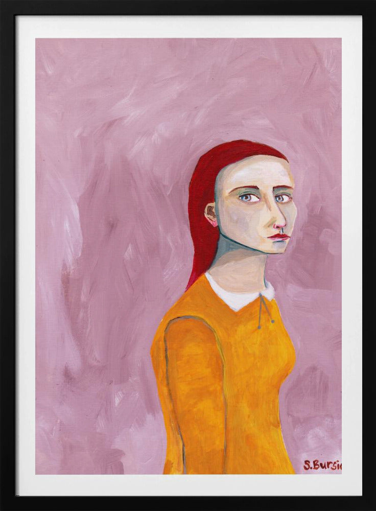 Lady in the Yellow Dress and pink background | Poster