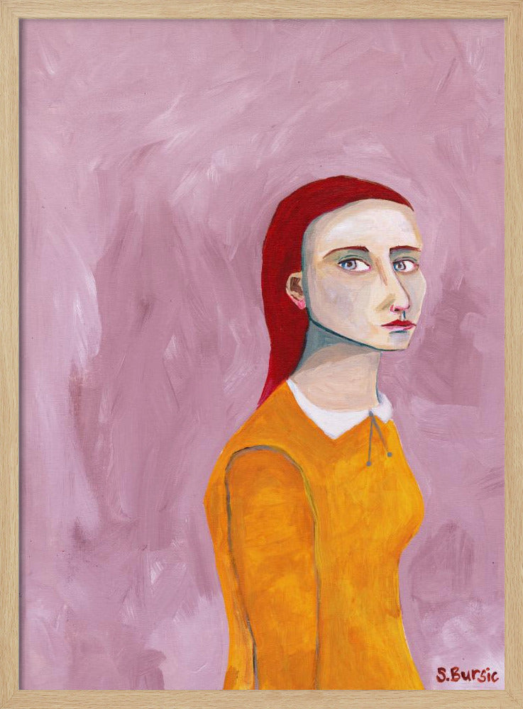 Lady in the Yellow Dress and pink background | Poster