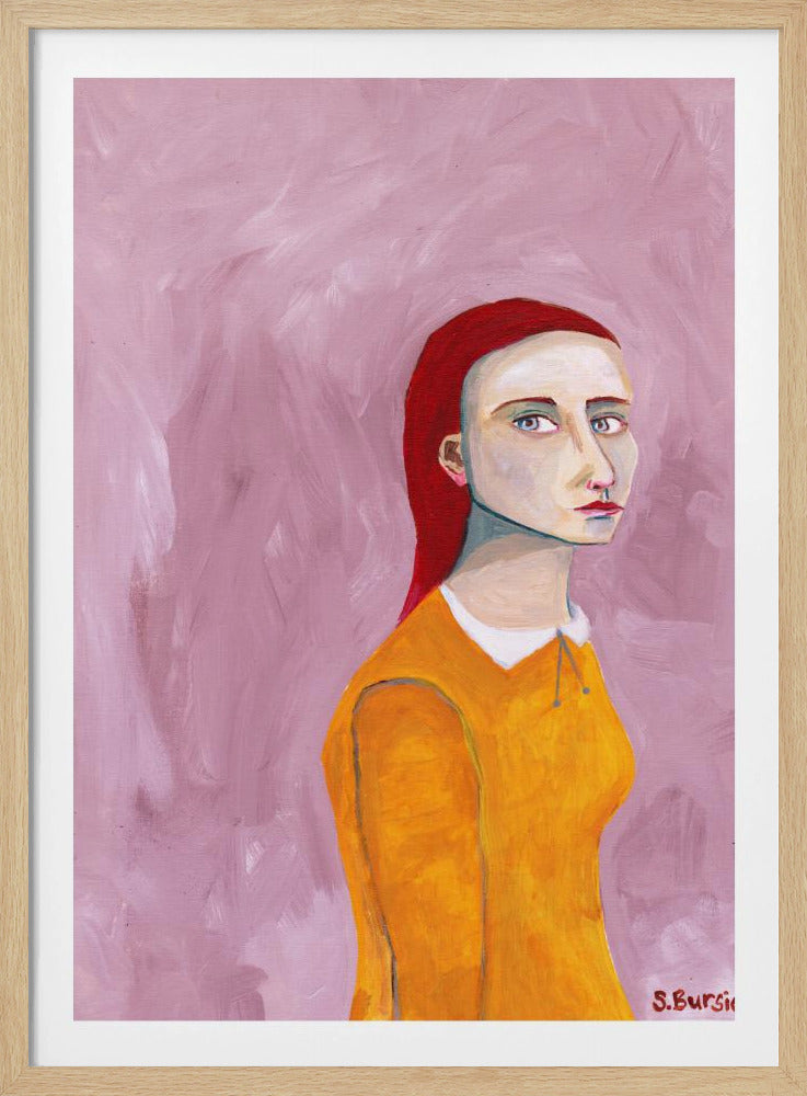 Lady in the Yellow Dress and pink background | Poster