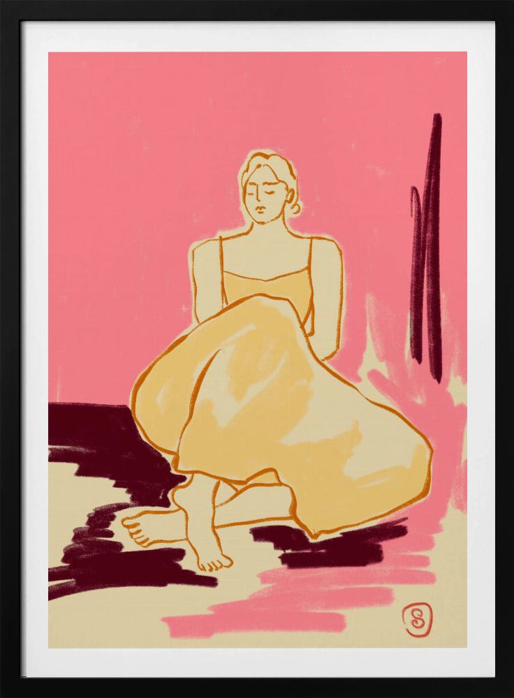 Seated Figure In A Flowing Dress | Poster