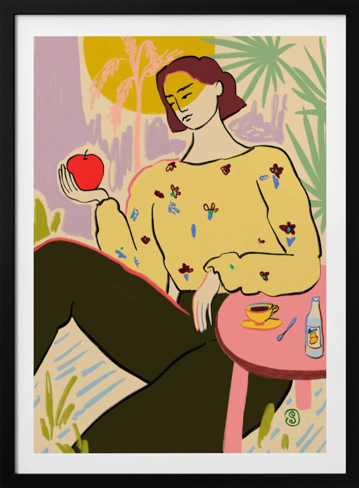 Woman With Apple | Poster