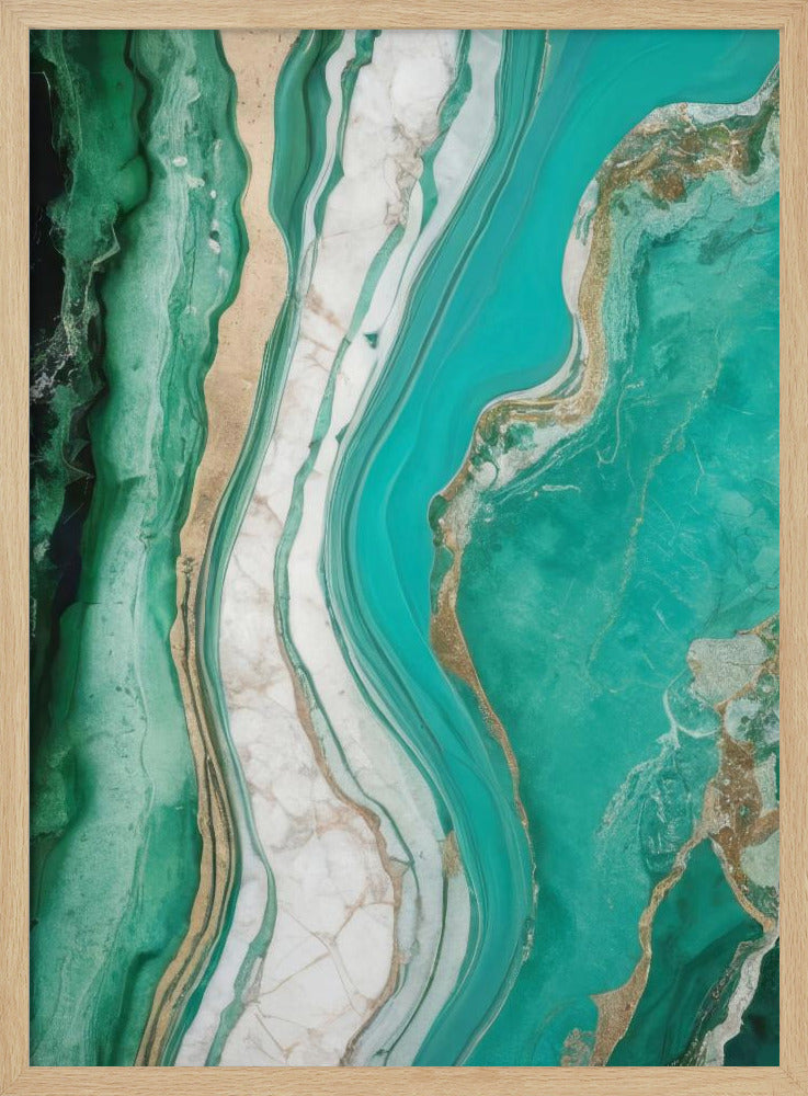 Green And Turquoise Patterns With Marbled Textures | Poster