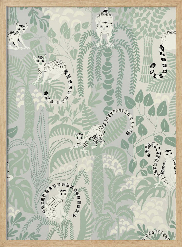 Jungle adventure soft sage green pattern | Poster