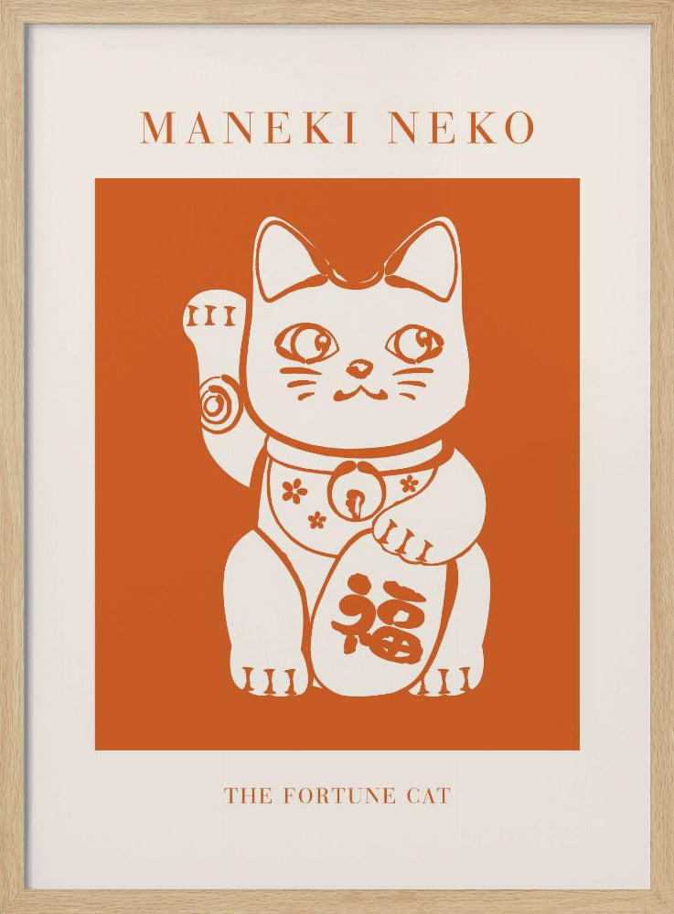 Maneki-neko Cat Orange | Poster