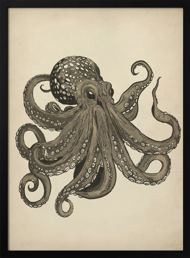Octopus vintage handpainted | Poster