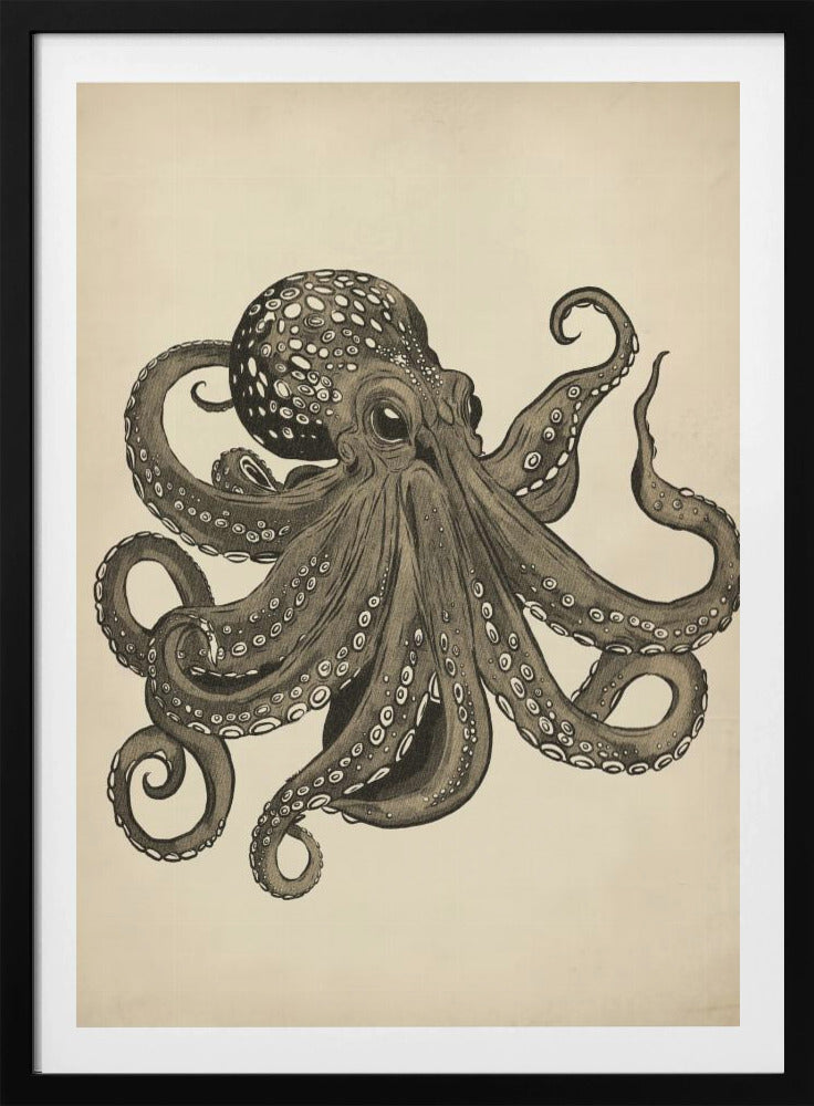 Octopus vintage handpainted | Poster