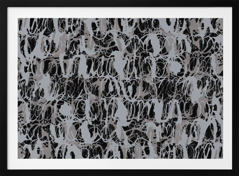 Abstract Ink Swirls Blue Black | Poster