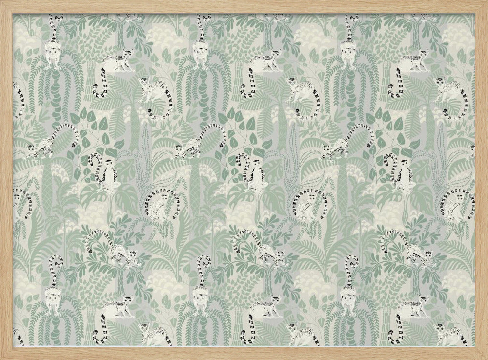 Jungle adventure soft sage green pattern | Poster