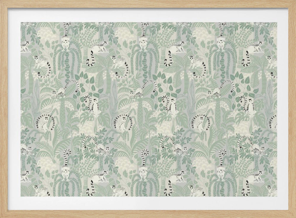 Jungle adventure soft sage green pattern | Poster