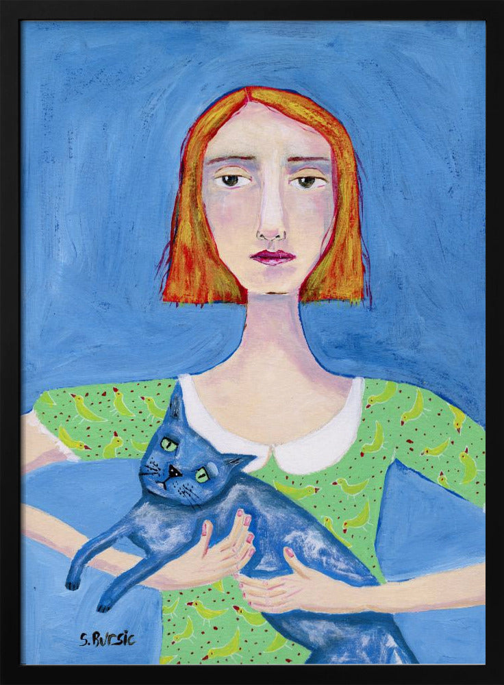 Lady with the Blue Cat | Poster