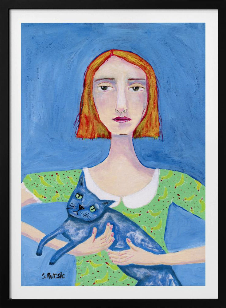 Lady with the Blue Cat | Poster