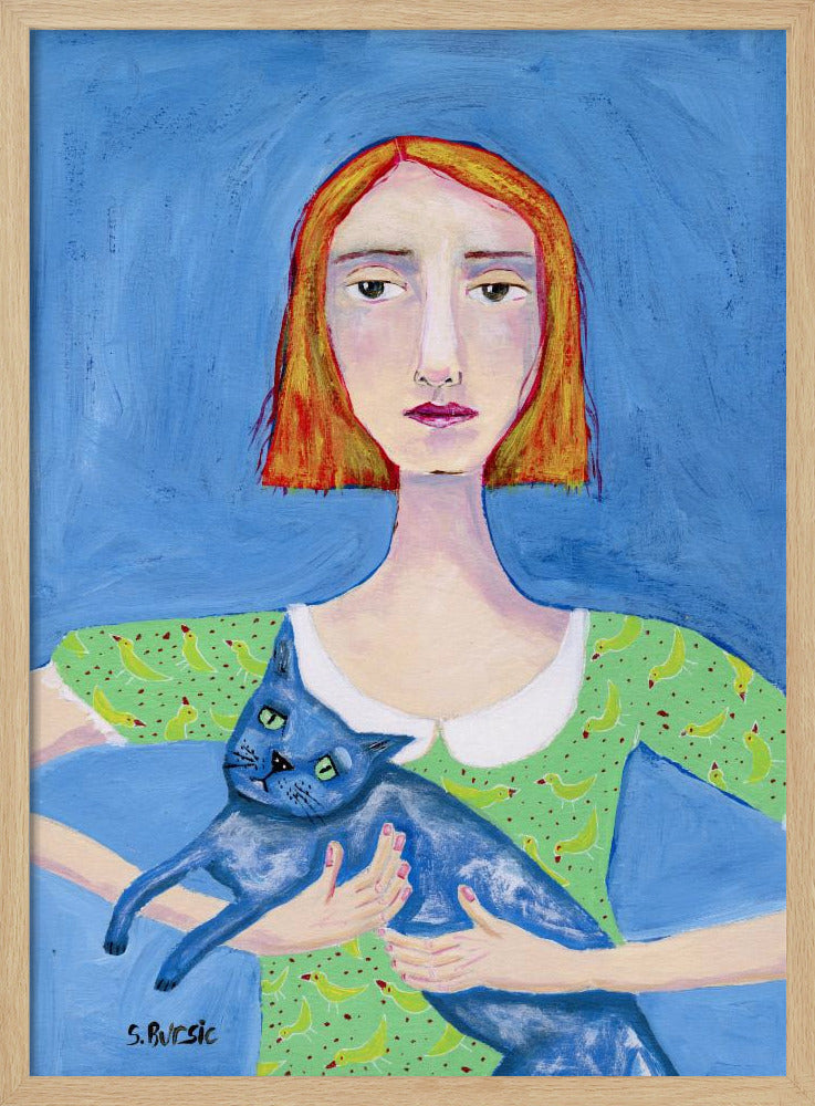 Lady with the Blue Cat | Poster