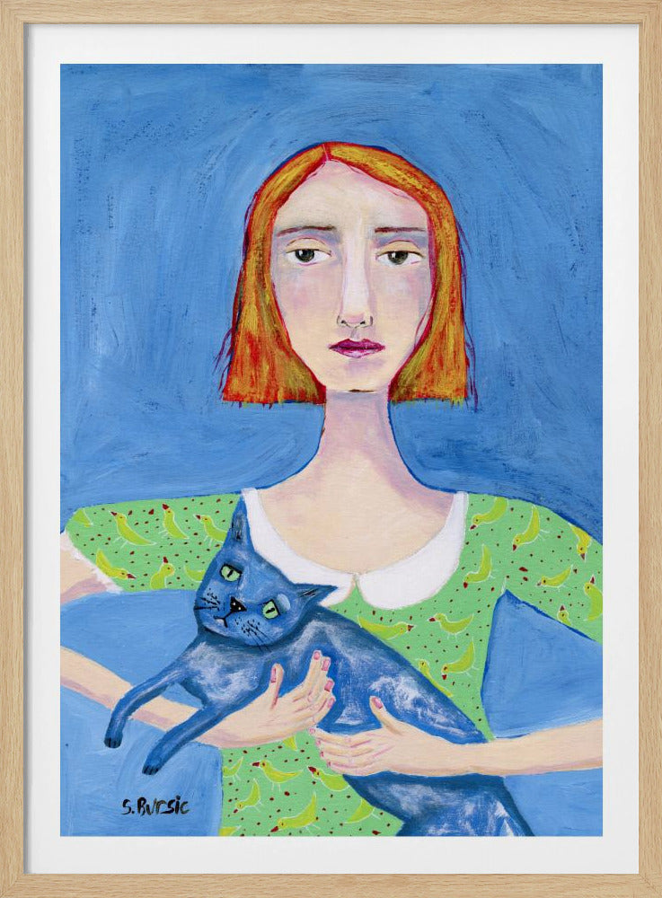 Lady with the Blue Cat | Poster