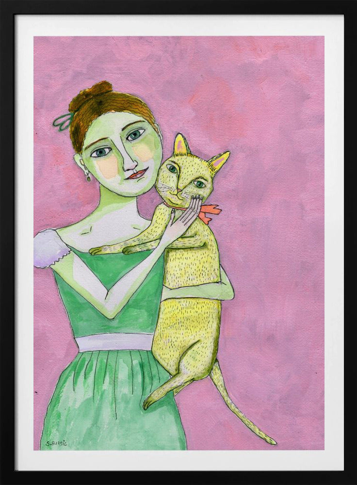 Lady with yellow cat | Poster