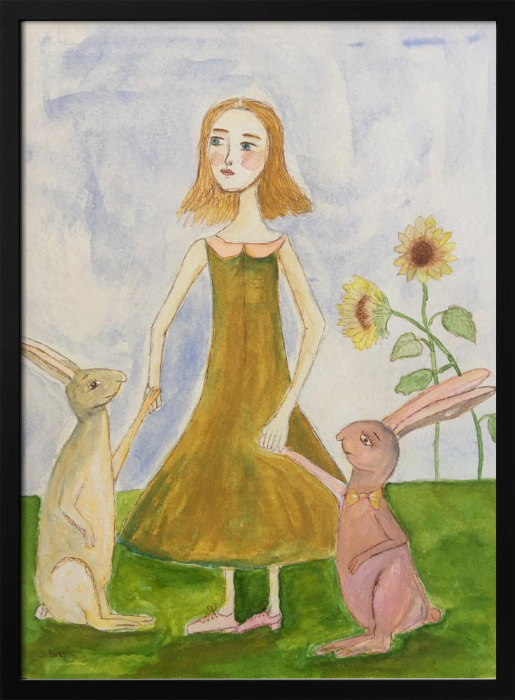 Girl with her rabbits | Poster