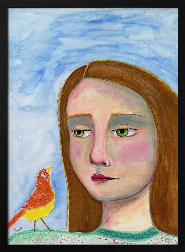 Lady With little Bird | Poster