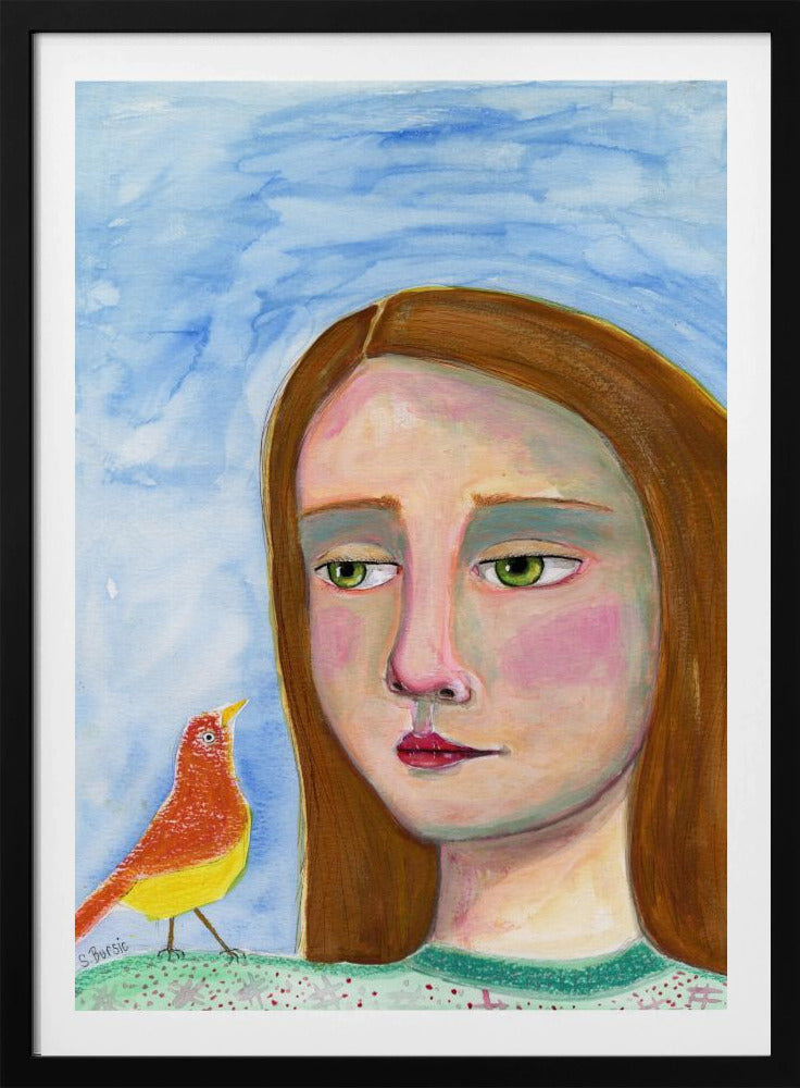 Lady With little Bird | Poster
