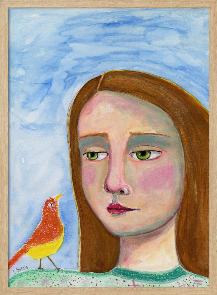 Lady With little Bird | Poster