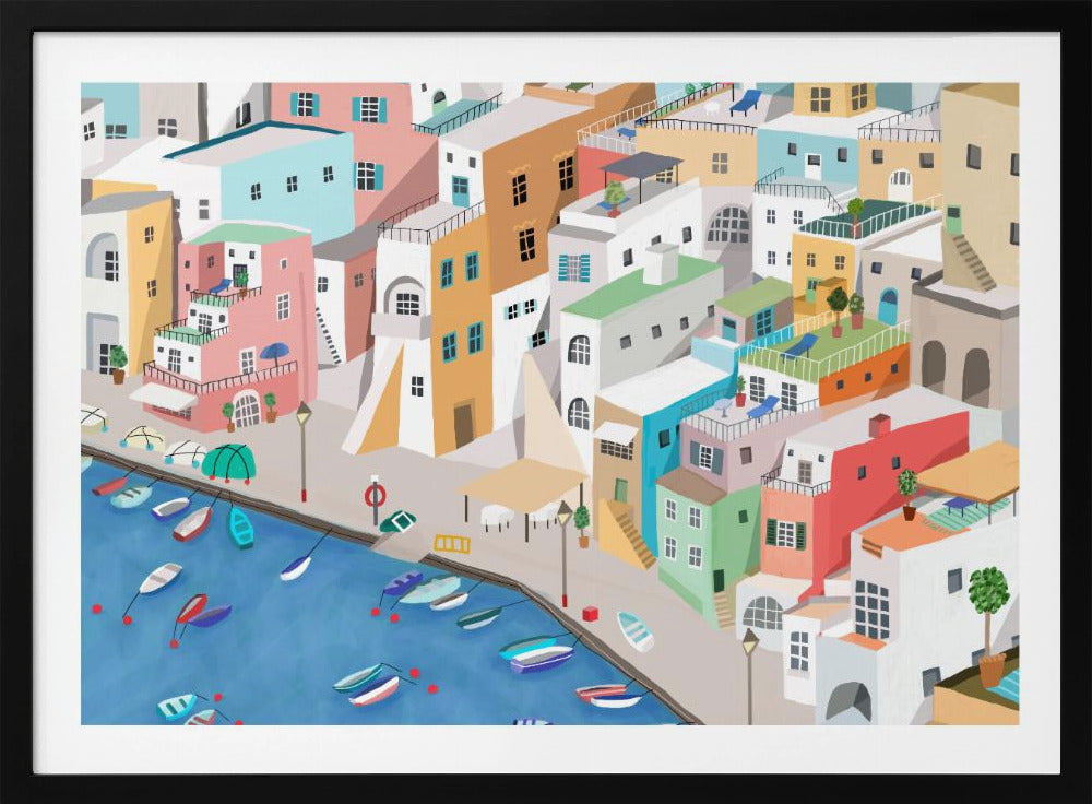 Sunny Seaside Village Summer Fun By Carla Daly | Poster