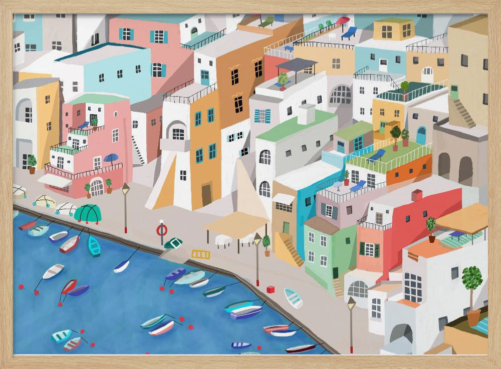 Sunny Seaside Village Summer Fun By Carla Daly | Poster