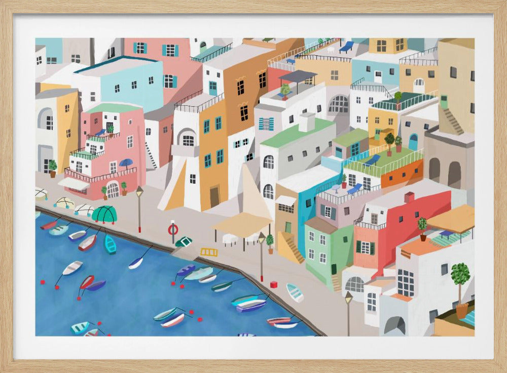 Sunny Seaside Village Summer Fun By Carla Daly | Poster