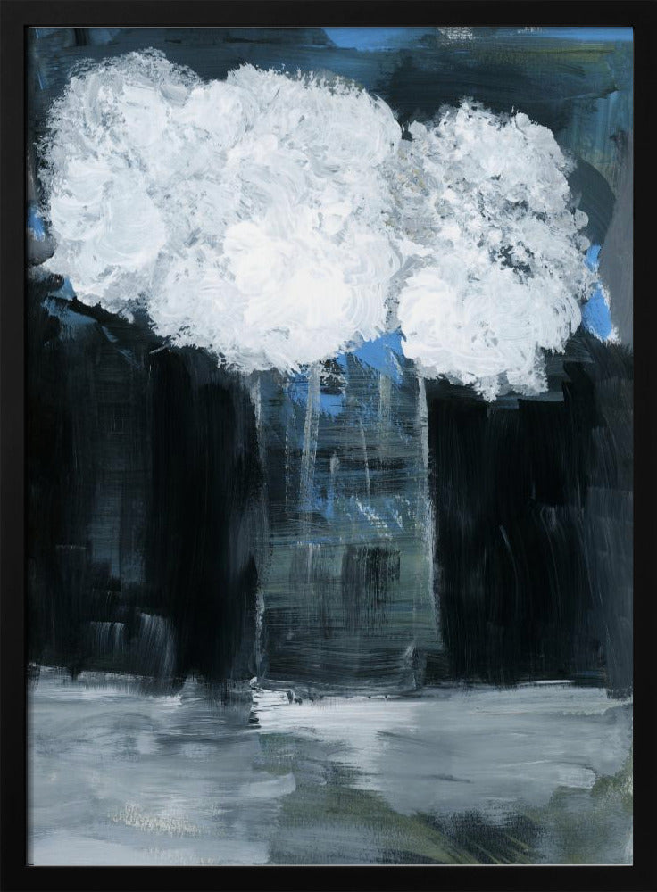 White Snowball Viburnum In Vase On Black Background | Poster