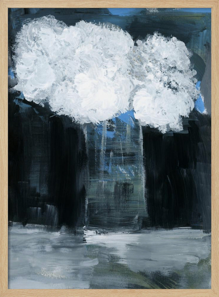 White Snowball Viburnum In Vase On Black Background | Poster