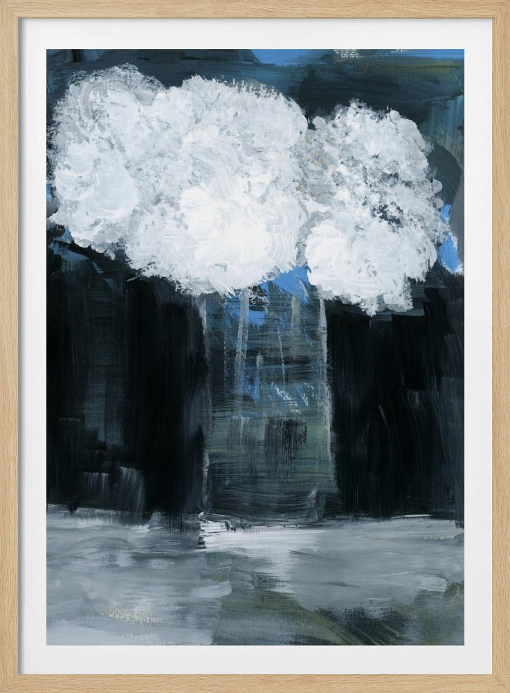 White Snowball Viburnum In Vase On Black Background | Poster