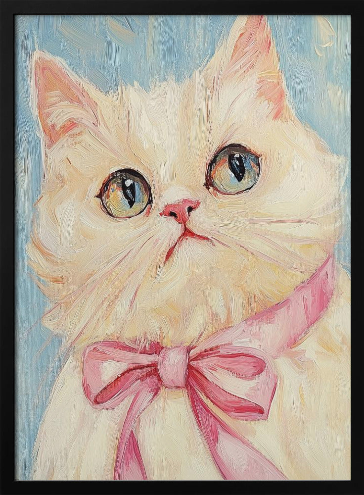 Pink Bow White Cat | Poster