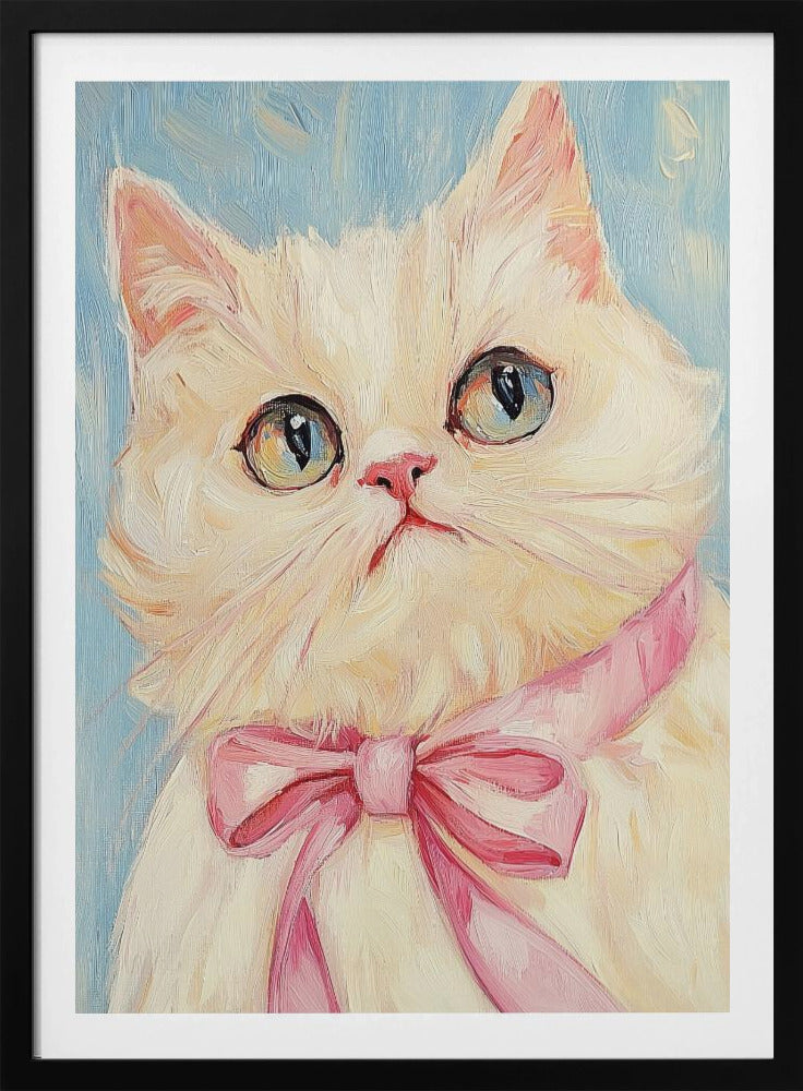 Pink Bow White Cat | Poster