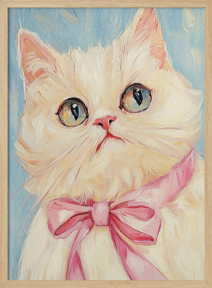 Pink Bow White Cat | Poster
