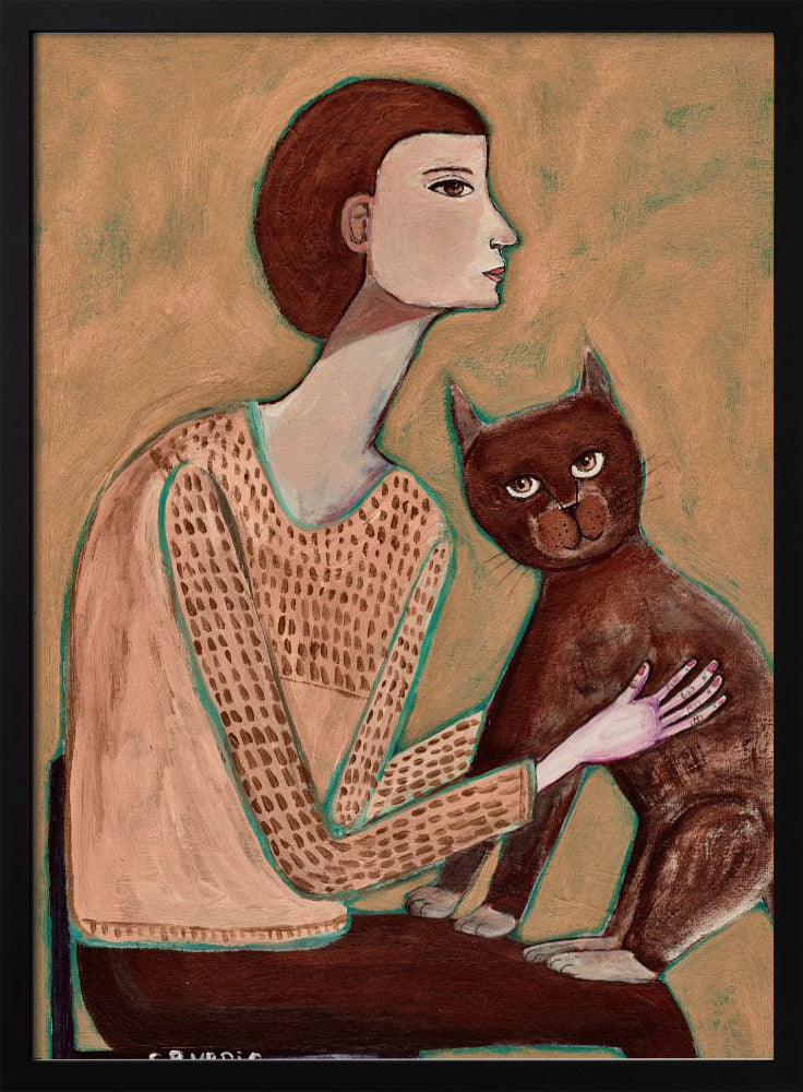 Woman with cat | Poster
