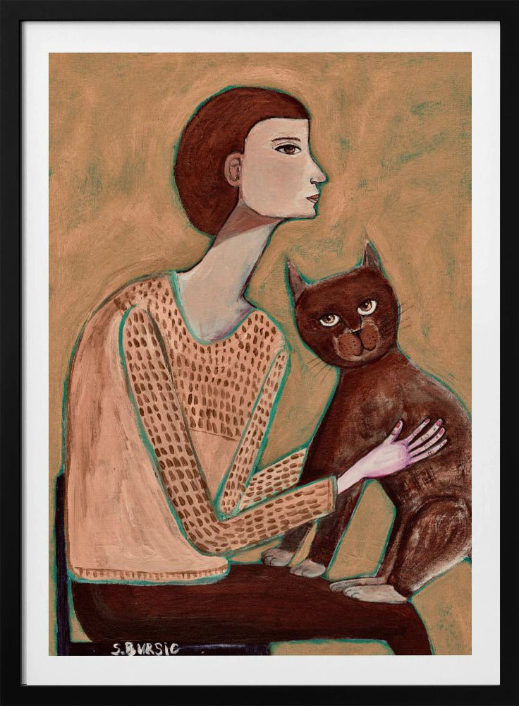 Woman with cat | Poster