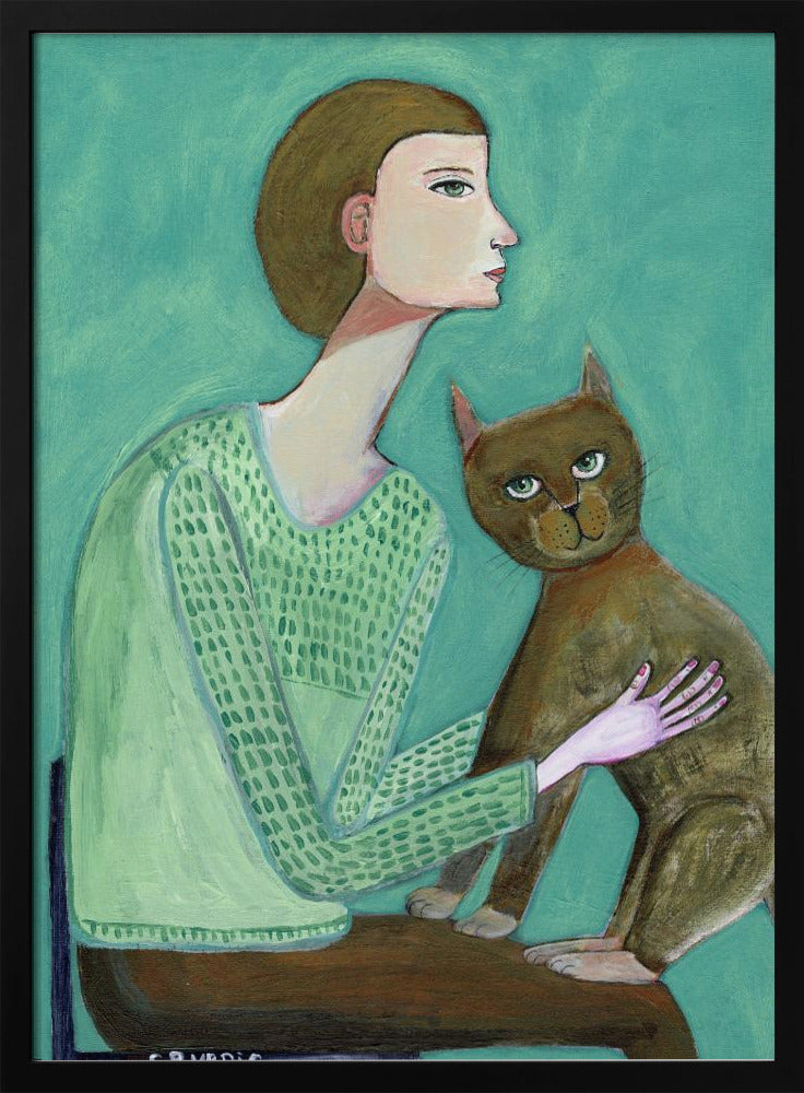 Woman with cat | Poster