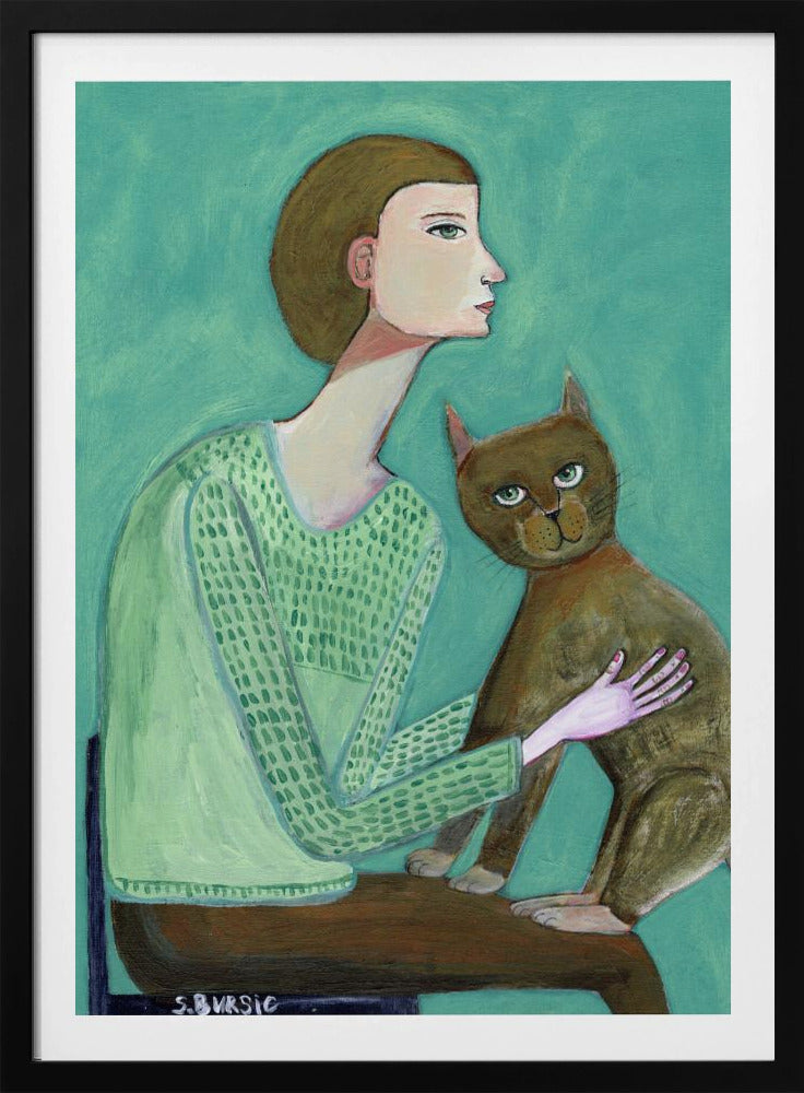 Woman with cat | Poster