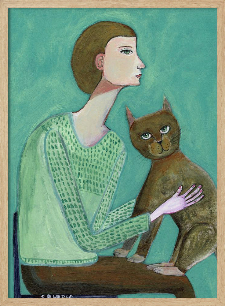 Woman with cat | Poster