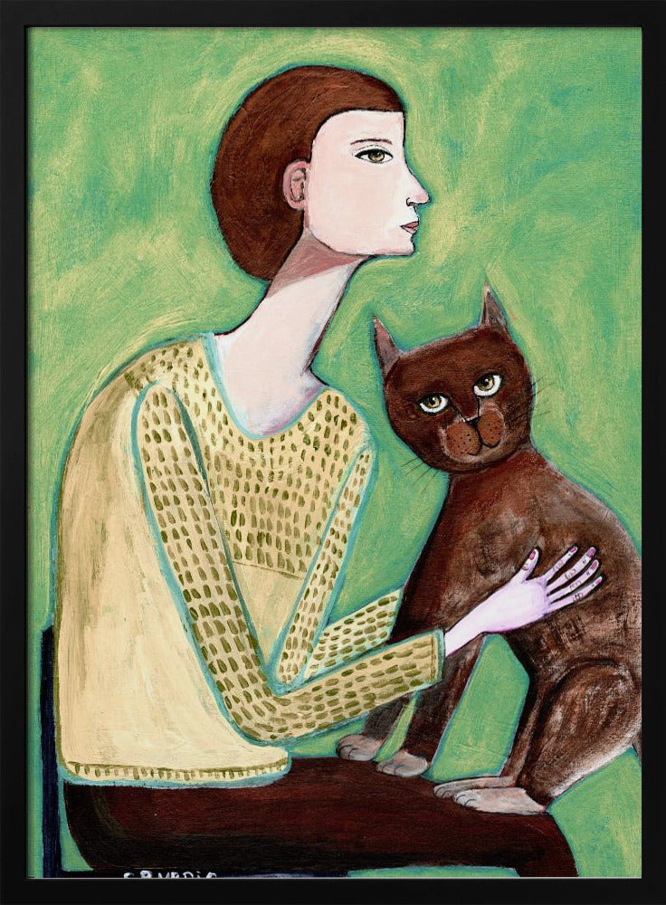 Woman with cat | Poster