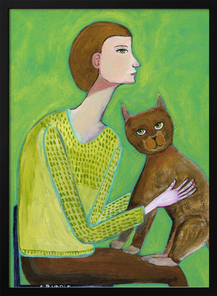 Woman with cat | Poster