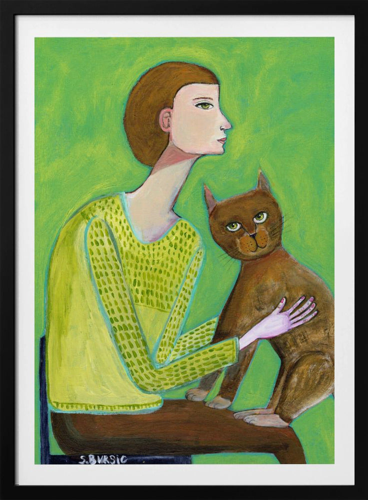 Woman with cat | Poster