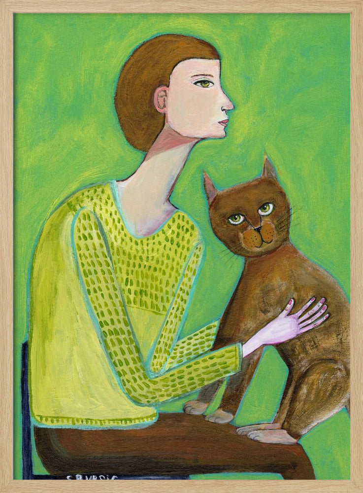 Woman with cat | Poster