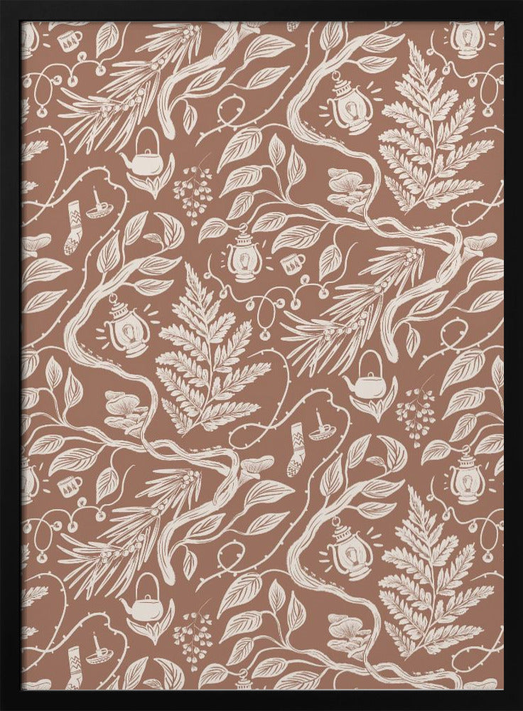 Cabincore Scene Pattern - Mocha Mousse | Poster