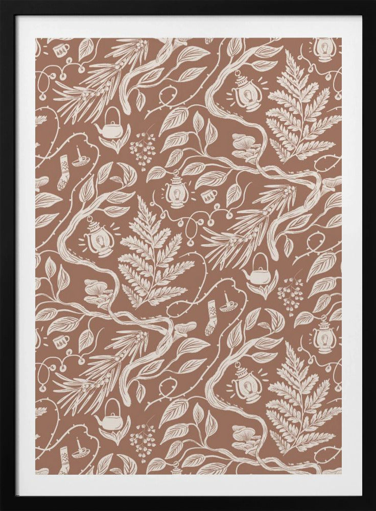 Cabincore Scene Pattern - Mocha Mousse | Poster