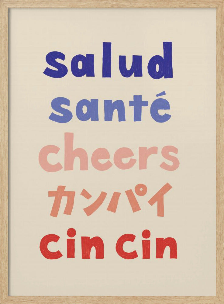 Cheers Typography - Salud Santé Cheers Kanpai Cin cin | Poster