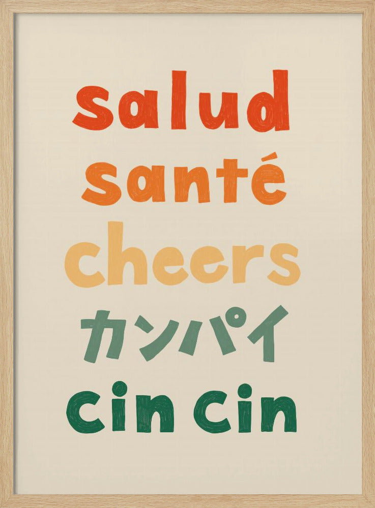 Cheers Typography - Salud Santé Cheers Kanpai Cin cin | Poster