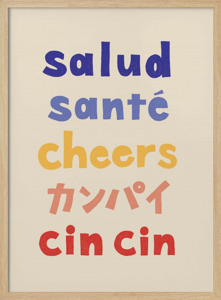 Cheers Typography - Salud Santé Cheers Kanpai Cin cin | Poster