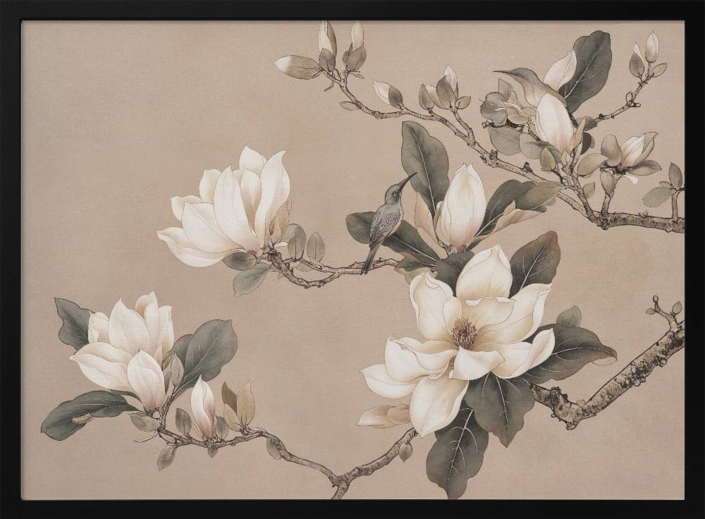 Chinoiserie Magnolia Bird 001 | Poster