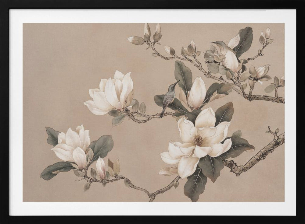 Chinoiserie Magnolia Bird 001 | Poster