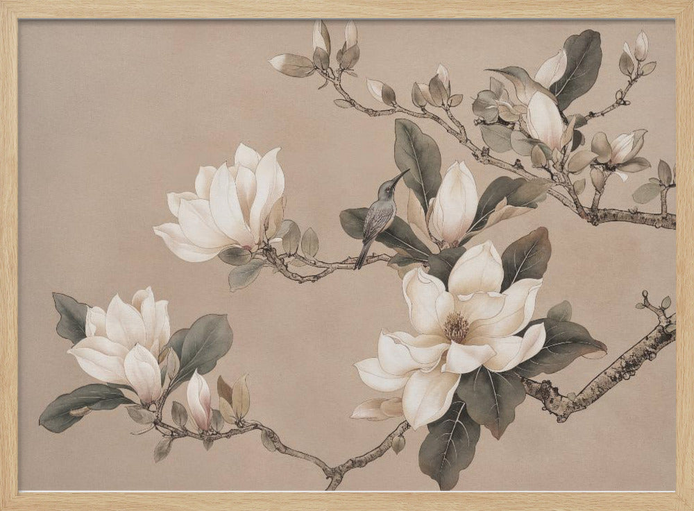 Chinoiserie Magnolia Bird 001 | Poster