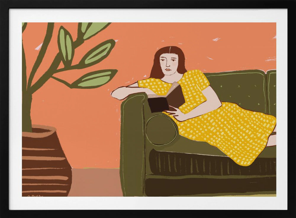 Woman Reading in Yellow Dress | Poster