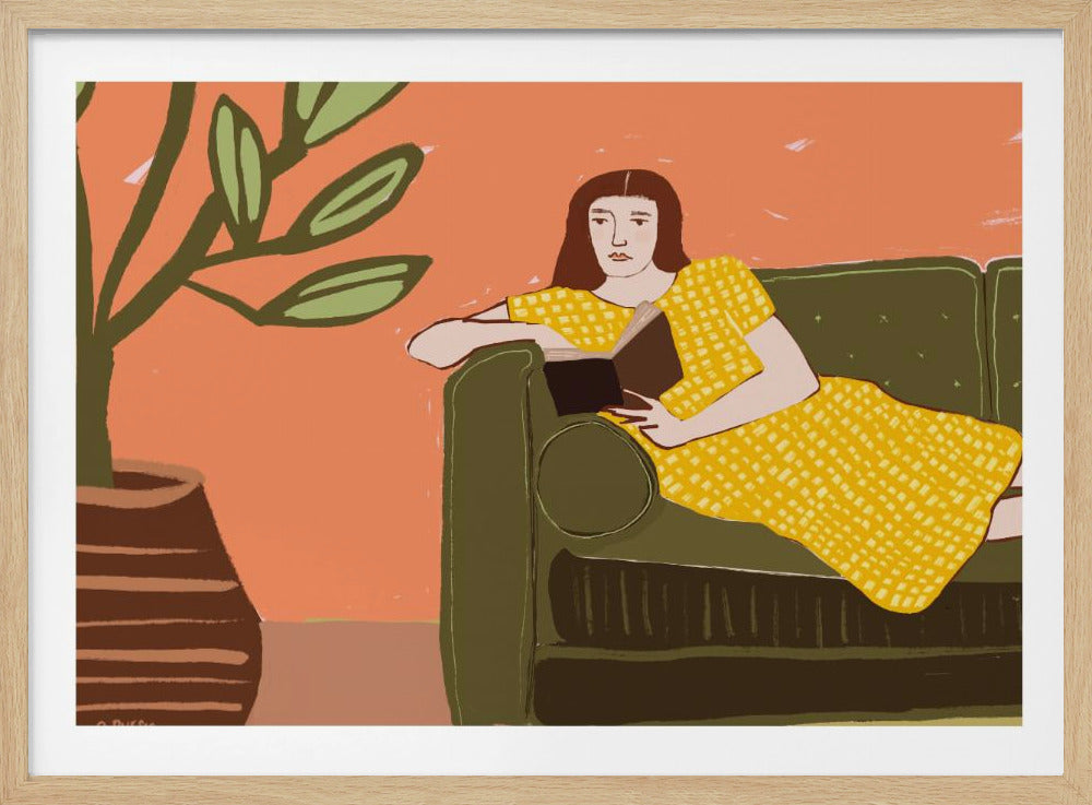 Woman Reading in Yellow Dress | Poster